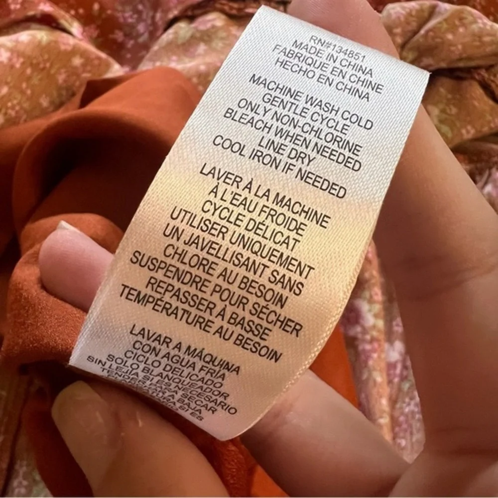 WAYF Burnt‎ Orange Floral Keyhole Tiered Midi Dress Size Small NWOT